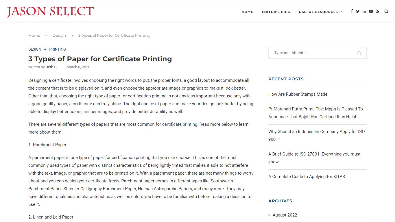 3 Types of Paper for Certificate Printing - Json Select